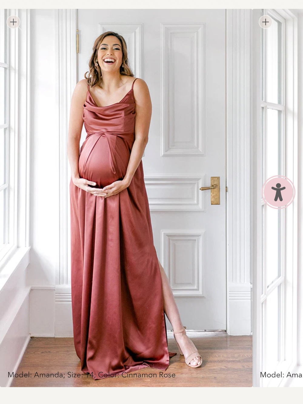 Skye Maternity Satin Dress in Sage